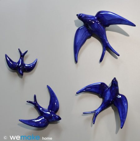wemakehome golondrinas de cerámica azules